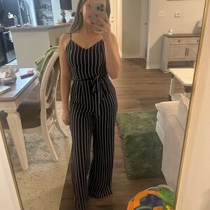 Striped Navy Jumpsuit